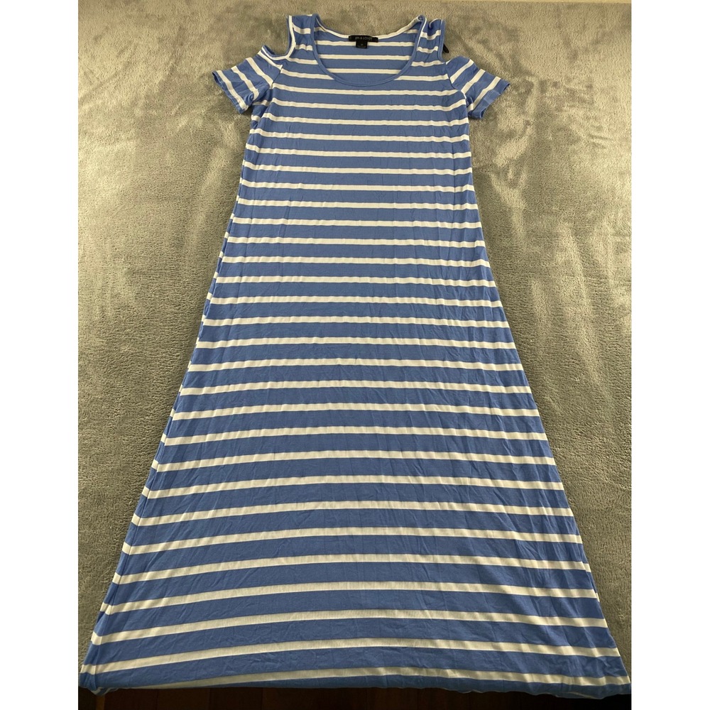 5th & Love Womens Blue White Striped Cold Shoulder Maxi Dress Size M